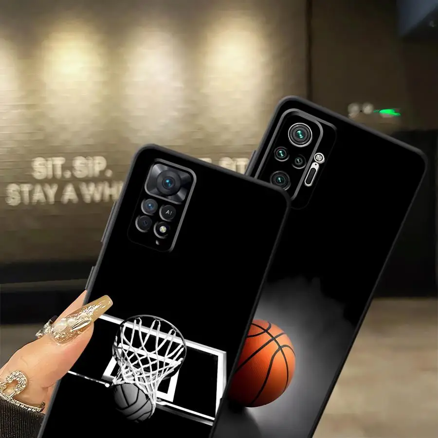 حافظة كرة السلة لهاتف Xiaomi Redmi Note 7 8 9 10 11 12 Pro 12s 9S 10S 11s 13 14 Pro Plus غطاء هاتف ناعم أسود #3