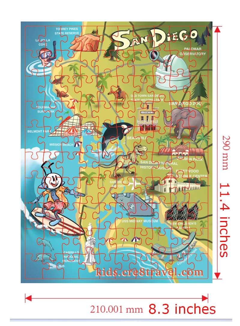 Explore San Diego 100-Piece Puzzle with QR Code Map | Fun & Educational City Landmarks for Kids & Adults by Cre8Travel