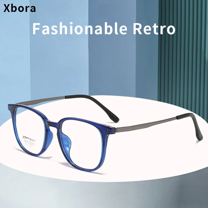 Xbora Ultralight Fashion Round Comfort Large Glasses Rubber Titanium Optical Prescription Mens Womens Eyeglasses Frames CX9904