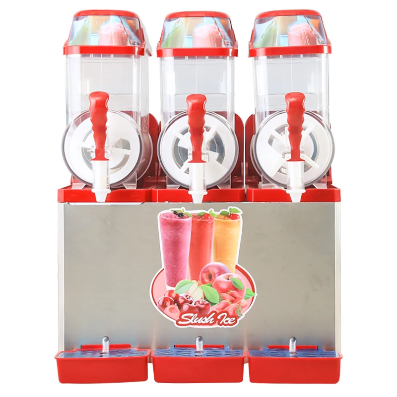 XEOLEO Commercial Slushy Machine 12L*3 Double Tank Snow Melting Machine Juice Smoothie Slush Maker Machine 600W