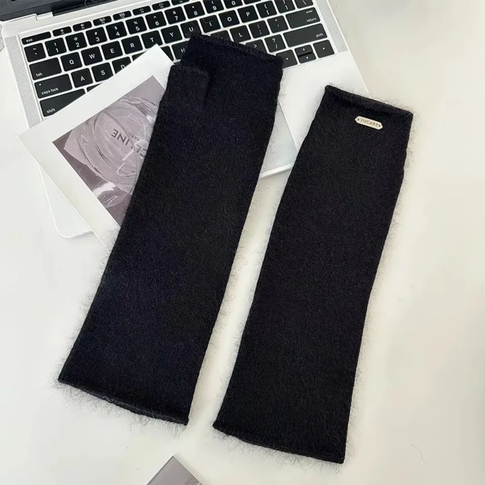 بلون محبوك أصابع قفازات تنوعا بسط القفازات الذراع أدفأ للجنسين الكروشيه نصف اصبع الصوف قفازات طويلة هدية