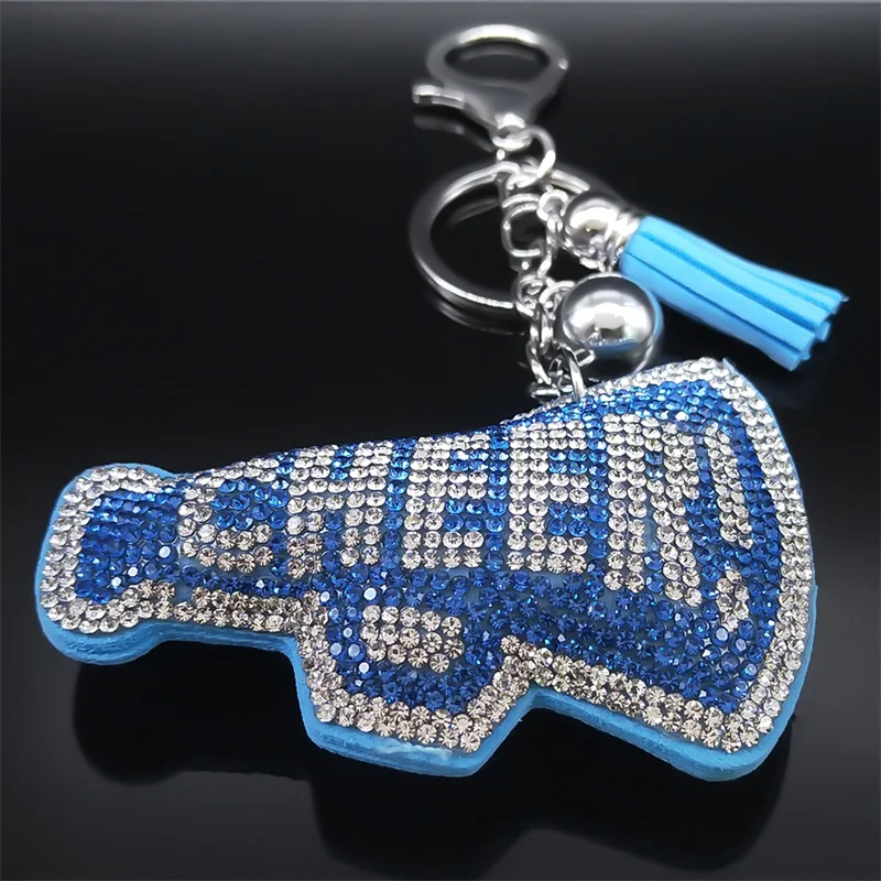 Full Crystal Letter CHEER Keychain for Women Men Alloy Leather Rhinestone Charm Keyring Bag Car Key Chain Jewelry Gift K5116S05