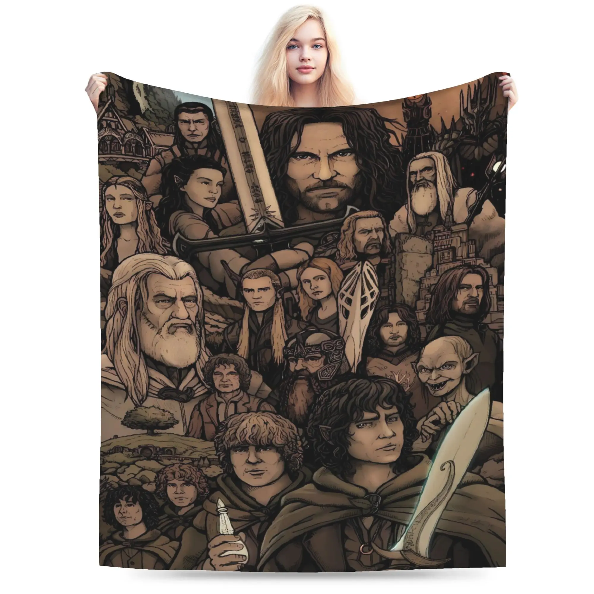 Game Super Soft Blanket Camping Plush Throw Blanket Funny Bedroom Flannel Bedspread L-Lords Of The R-Rings Sofa Bed Cover