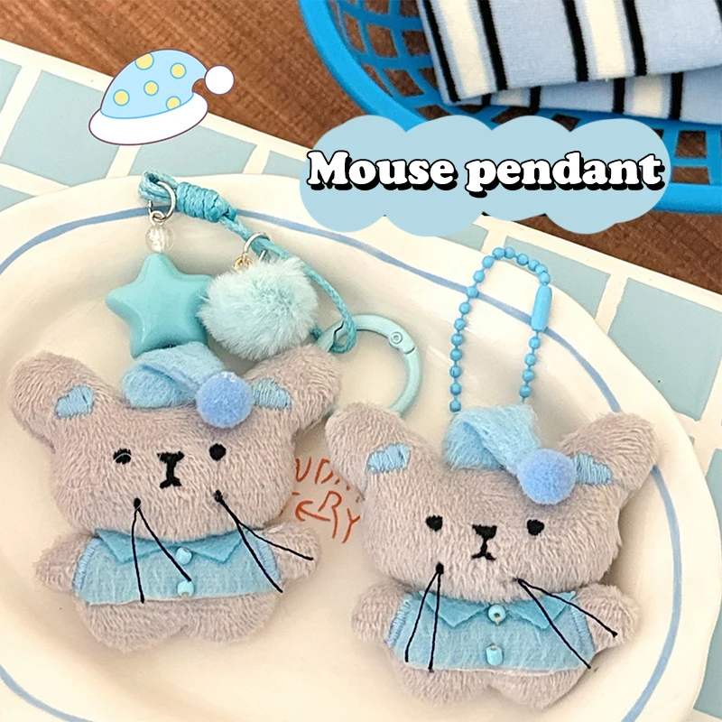 Pyjama trägt Maus-Plüschtier-Anhänger; Entzückender Cartoon-Ratten-Schlüsselanhänger; Geschenkartikel für Paare; Rucksack- und Taschenanhänger