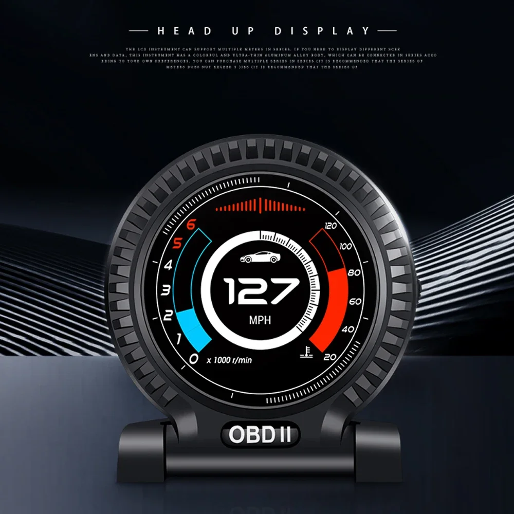 Nuevo tablero OBD2 pantalla frontal LCD Monitor de coche ordenador velocidad kilometraje RPM Turbo Boost sistema de alarma HUD regalo elegante