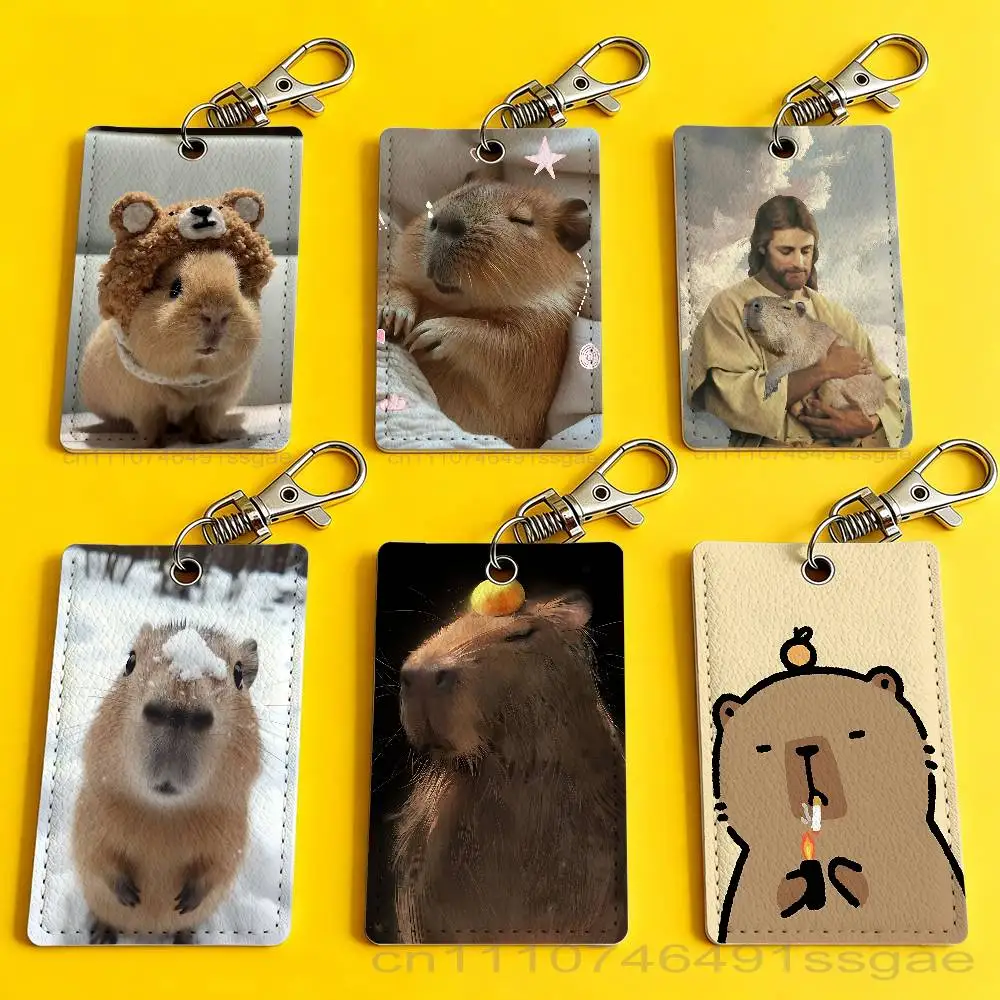 

Cute Pet C-Capybara Card Holder Keychain Badge Holder Card Pass Hang Rope Lariat Lanyard for Key Rings Accessories Gift