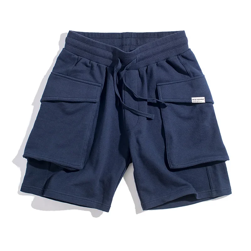 Maden marineblau p44 Cargo Jogger Shorts Männer lose Baumwolle große Tasche Arbeit taktische kurze Hosen amekaji lässig gestrickte Shorts