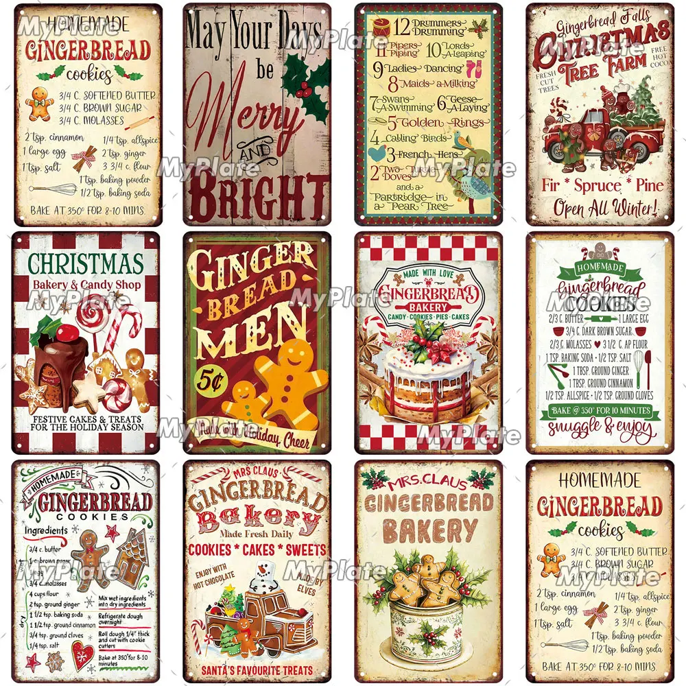 [MyPlate]  Tin Sign GINGERBREAD BAKERY 8x12Inch Metal Sign Retro Plaque Home Decor Metal Man Cave Bar Pub Club Wall Decoration view 3