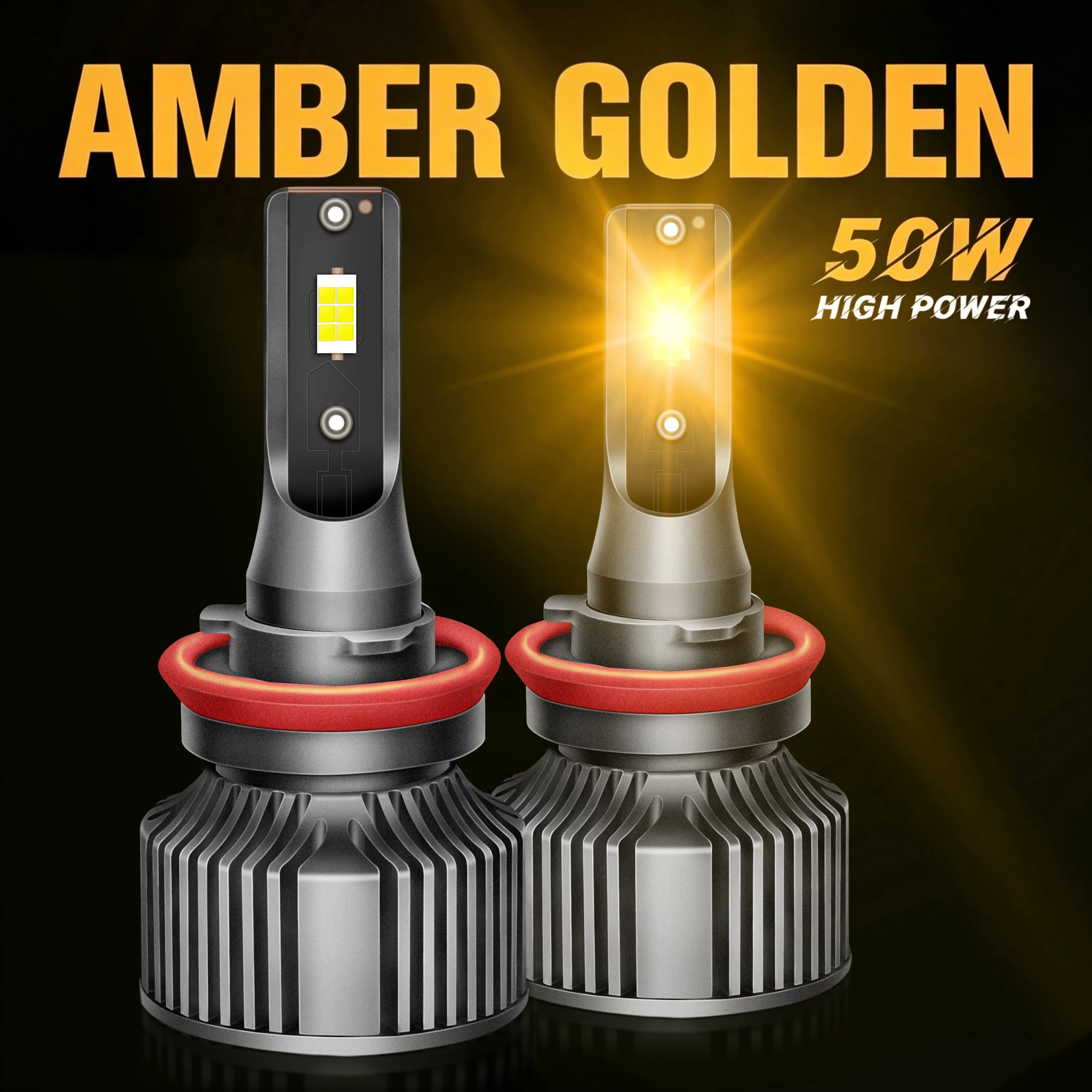 

Amber 50W LED Headlight Orange Fog Light H11 9005 9006 881 880 H3 5202 PSX24W SUV Car Light