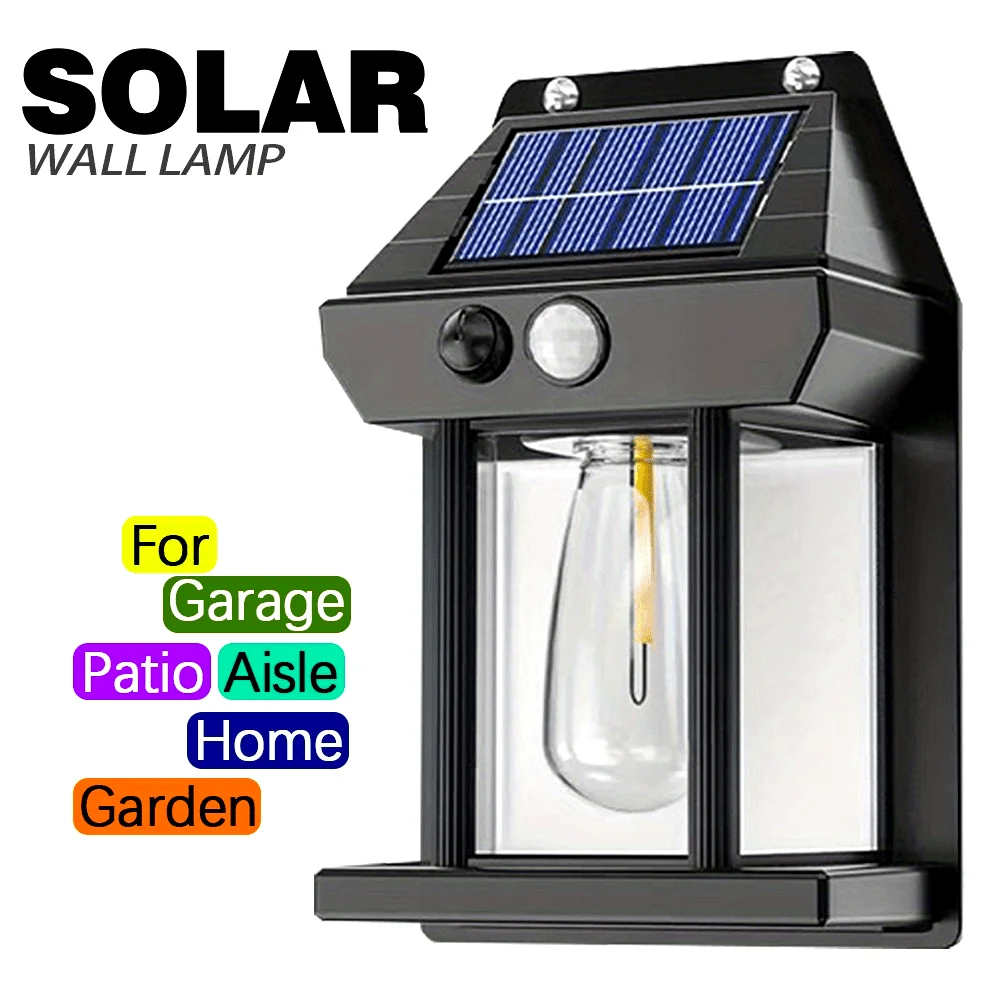 

Solar-Powered Tungsten Wall Lamp with 3 Modes - Outdoor Lighting for Garden Villa & Courtyard Decor