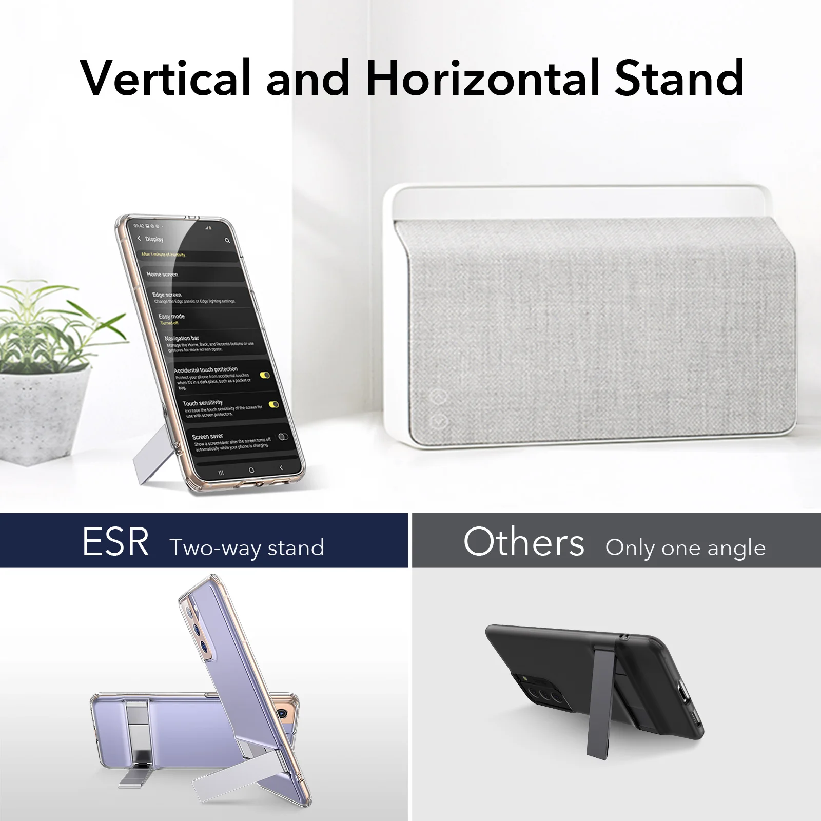 ESR Phone Case for Samsung Galaxy S21/S21 Plus/S21 Ultra 5G Metal Kickstand Steady Case Luxury TPU Back Cover for Galaxy S21