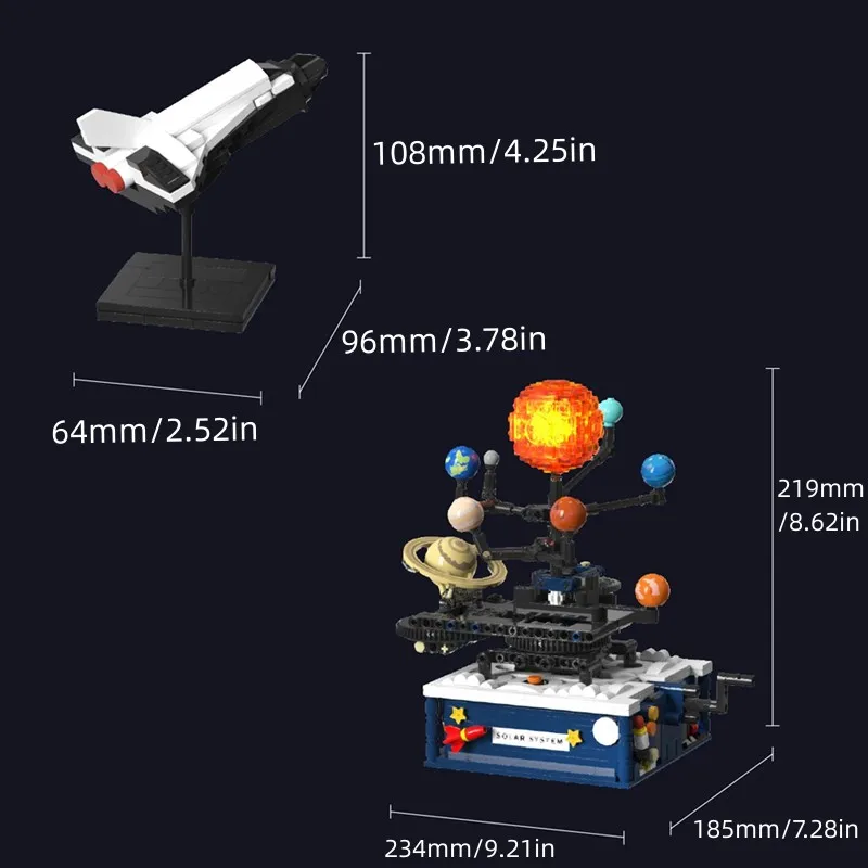 مجموعات كتل بناء النظام الشمسي للأطفال ، الكون الدوار ، الضوء ، نموذج الأرض ، سلسلة الفضاء ، تعليم العلوم ، لعبة الطوب ديي ، هدية