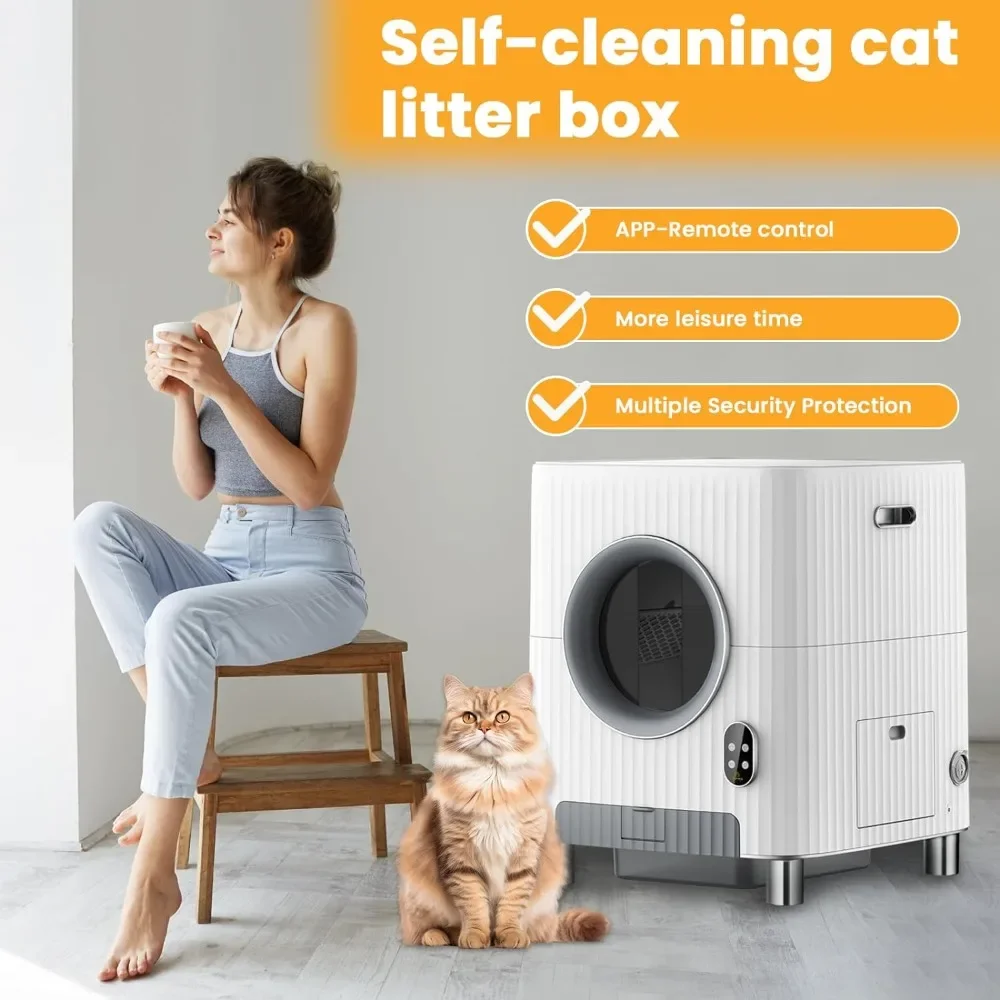 Cat Bedpans, Automatic Door for Cat Litter Box,Large Capacity Automatic Cat Litter Box, Self Cleaning Cats Litter Box