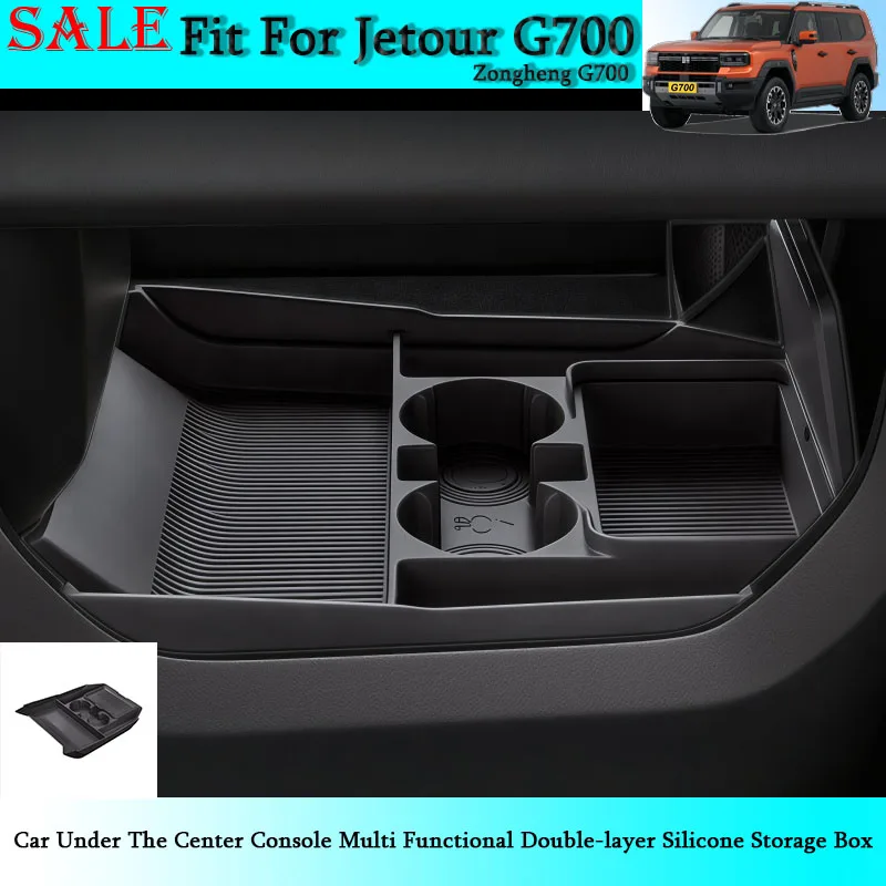 

Fit for Jetour Zongheng G700 Car Under The Center Console Multi Functional Double-layer Silicone Storage Box Car Interior Parts
