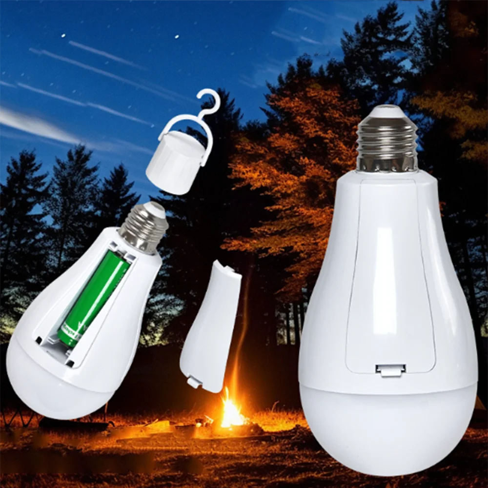 LED Emergency Bulb Emergency Power Failure Family Camping Outdoor Night Market E27 AC85-265V 1*18650 Battery Smart Charging Chip