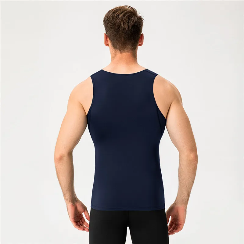 Men Sport Fitness Tees Vest Solid Color Summer Gym Tank Tops Vest Tunic T-Shirt Workout Compression Base Stretch Sports