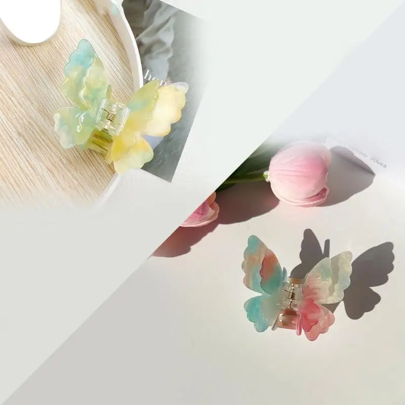 M6CD Modern Double Saper Butterfly Hair Claw Claw Fashion Accesors Accesorios cabeza para uso diario o reuniones