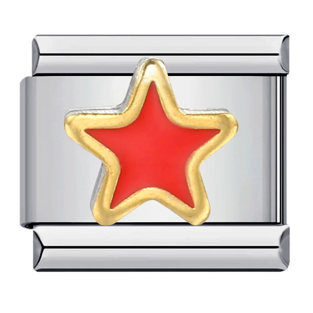 Colorful Glaze Y2k kawaii Cute Duck Star Moon Charm Italian Links Fit 9mm Stainless Steel Women Bracelet Making DIY Jewelry image 5