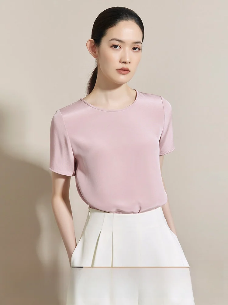 

Шелковая футболка CVANEA для женщин, простая, для повседневной носки, из натурального шелка 40 момме, не мнется, с коротким рукавом, круглым вырезом, прямого кроя, летняя