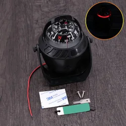New Mount Compass Red/Light Sea Marine Electronic Car Boat Truck Black