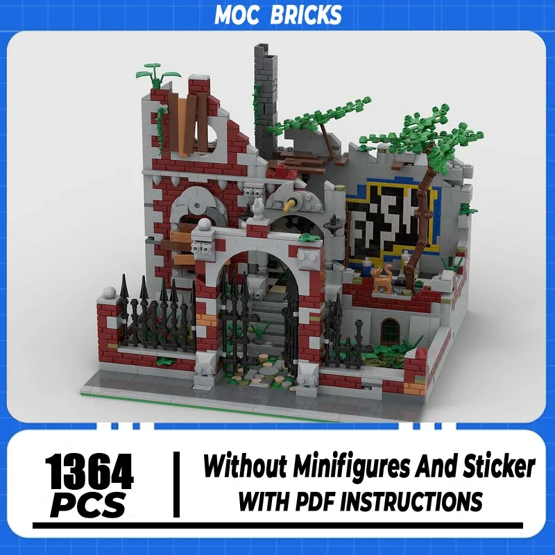 

Moc Building Block Modular Ruined Villa Model Technology Brick DIY Assembly Modular City Street View Toy For Gift