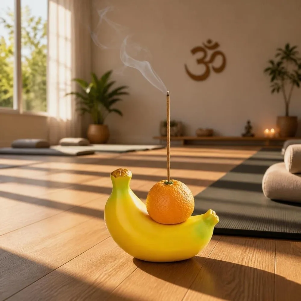 Novelty Resin Orange Banana Incense Holder Funny Realistic Incense Burner Lucky Decorative Incense Stand Tea Ceremony
