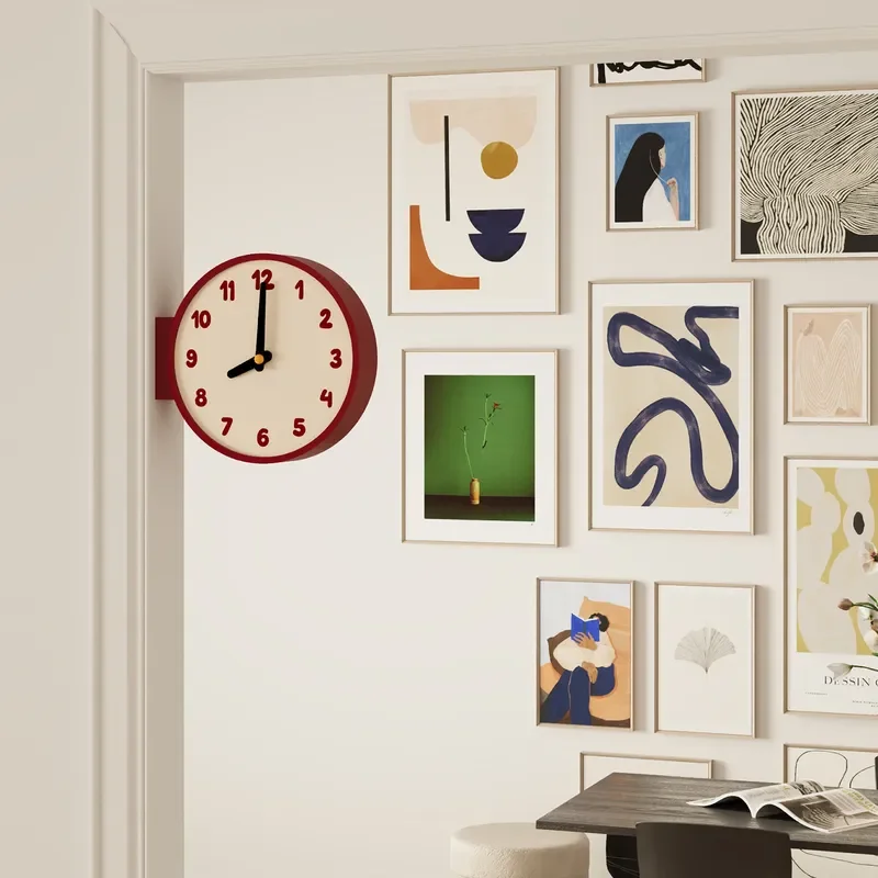 2025 New Light Luxury Double Sided Wall Clock Modern Art Corner Design Silent Quartz Indoor Home Decor Timepiece Elegant