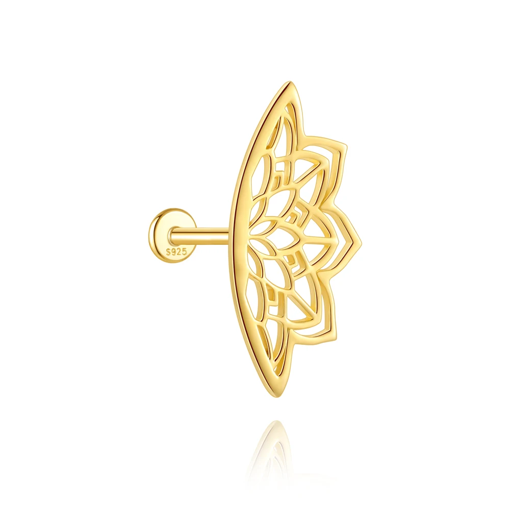 AIDE 925 Sterling Silber 1 Stück Glänzender Geometrischer Segelboot-Helix-Piercing-Ohrring für Damen Punk-Schmuck Persönlichkeits-Mode