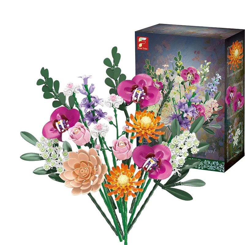 

Набор для сборки из 1182 деталей: конструктор из стабилизированных цветов (орхидея фаленопсис, роза, лаванда) – модель букета для декора дома, игрушка для взрослых, сделай сам