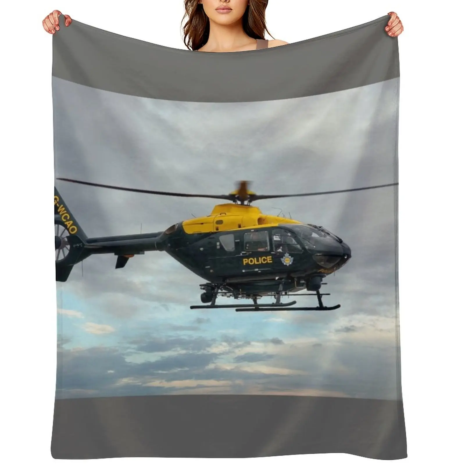 

Police Eurocopter EC135T2 Throw Blanket Comforter bed plaid Shaggy Luxury Brand Blankets