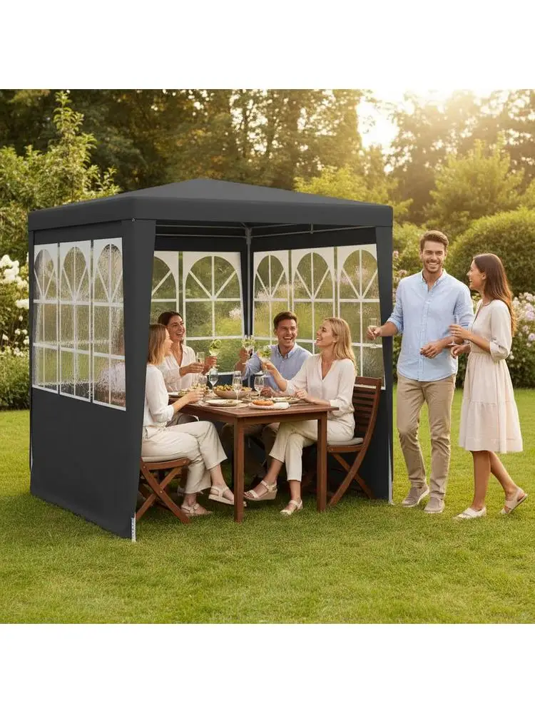 Feesttent met wanden 2,5x2,5 m Antraciet 90 g/m², Ideaal voor evenementen, festivals en feesten. - afbeelding 2