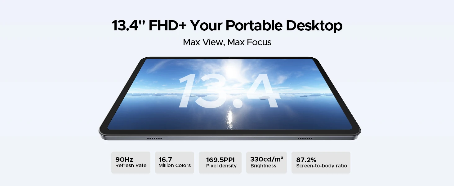 DOOGEE Tab G6 Max Tablet PC Android 16 13.4'' Display 32GB RAM(6GB+26GB) 256GB ROM 11000mAh Battery UNISOC T7280 Dual Speakers