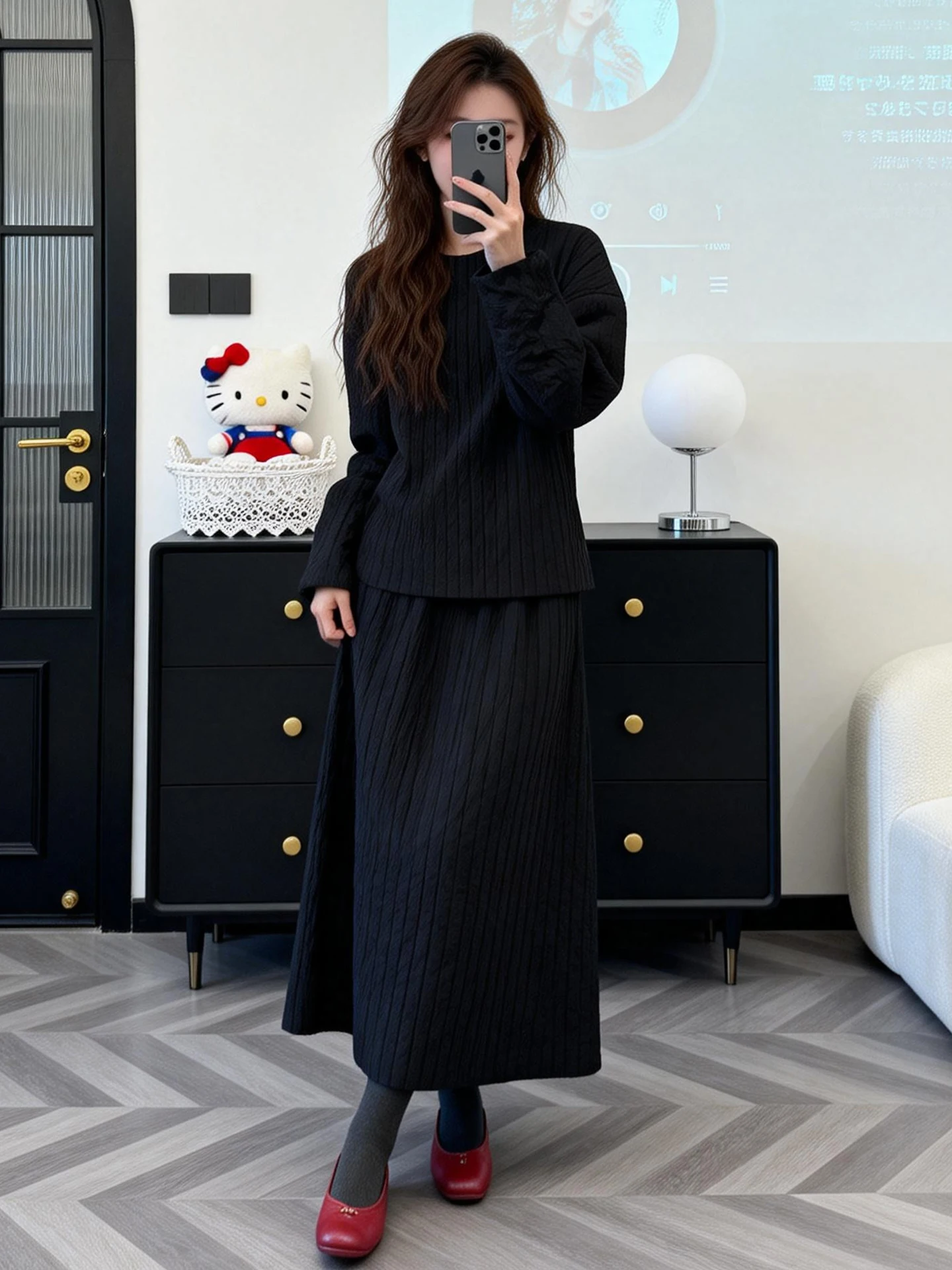 

Korean Style Cotton Jacket And Skirt Set Winter Thickened High Waist Half Body Long Skirt Hooded Forest System Two Piece Set