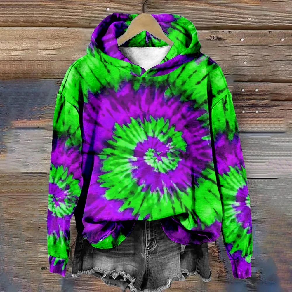 فقط قمة الموضة الملونة التعادل صبغ ثلاثية الأبعاد طباعة هوديس المرأة الخريف قمصان سويت شيرت بقلنسوة الشارع البلوز Y2K بدلة رياضية معطف للجنسين #4