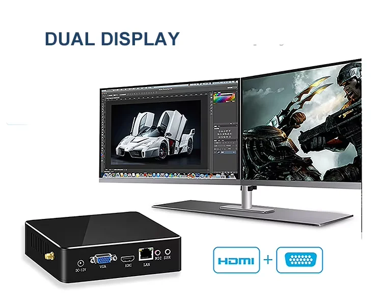 Mini PC Intel Core i7-5500U procesador compatible con Windows 7/10 Linux OS 8x puertos USB HDMI VGA WiFi de doble banda Bluetooth