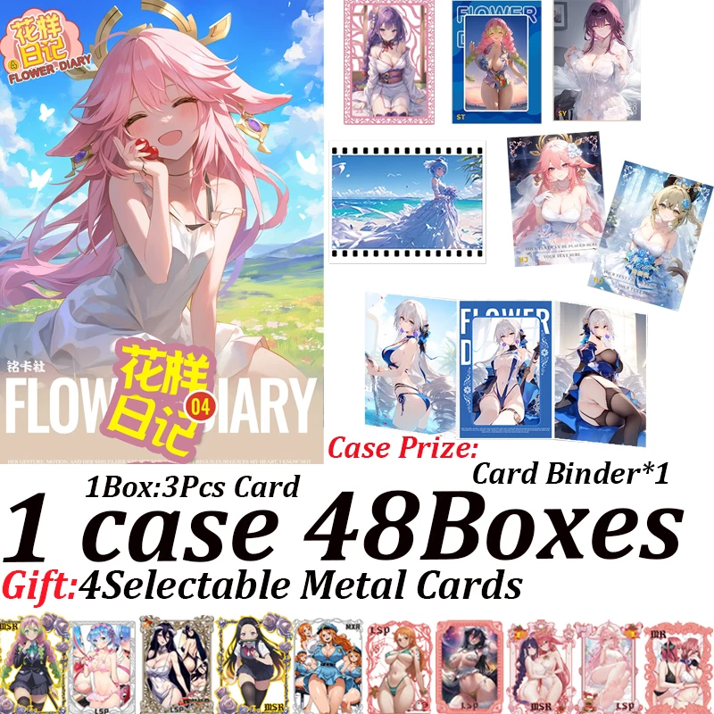 New FLOWER DIARY 4 Style ACG Goddess Story Sexy Tоy Girl Cards Game Card Collection Adult Naked Wife Card Blind Box Gift