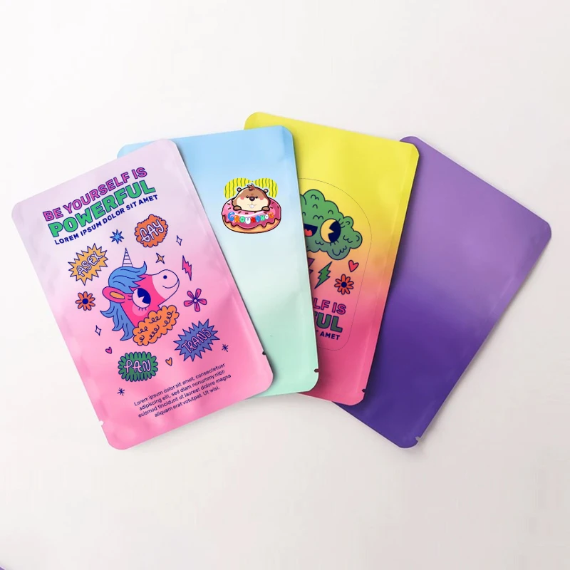 Matte Custom Heat Sealed Packaging Straight Edge Plastic Packaging Bags For Tea Powder Candies Coffee Beans