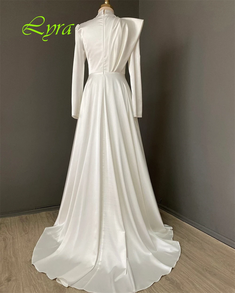 تخصيص رائعة طاقم الرقبة كاب كم مساء اللباس الفاخرة كريستال طويل الأكمام فساتين لحضور الحفلات الموسيقية عالية الجودة الساتان حزب العباءات