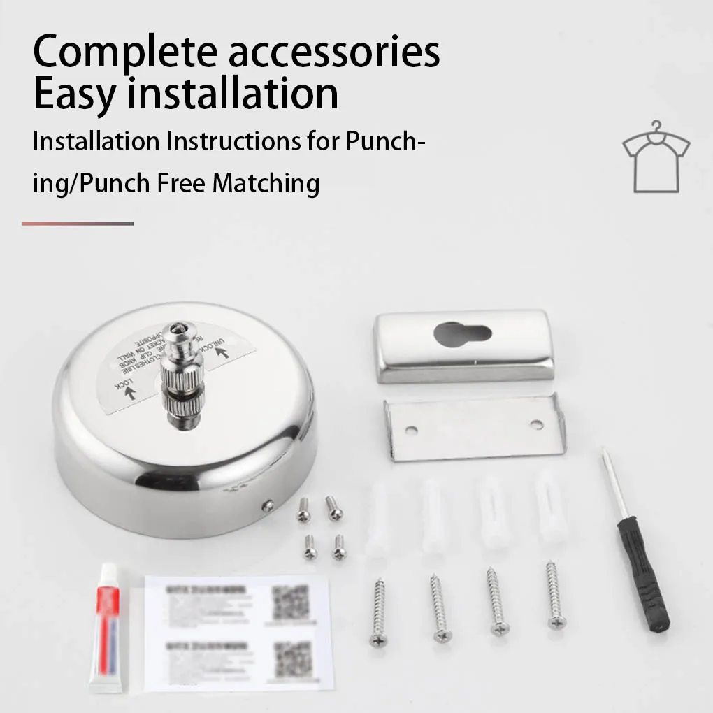 Living Room Bedroom Retractable Clothesline Wall Mounted Stainless Steel Underwear Drying Rope Laundry Rack Hanger 2.8m