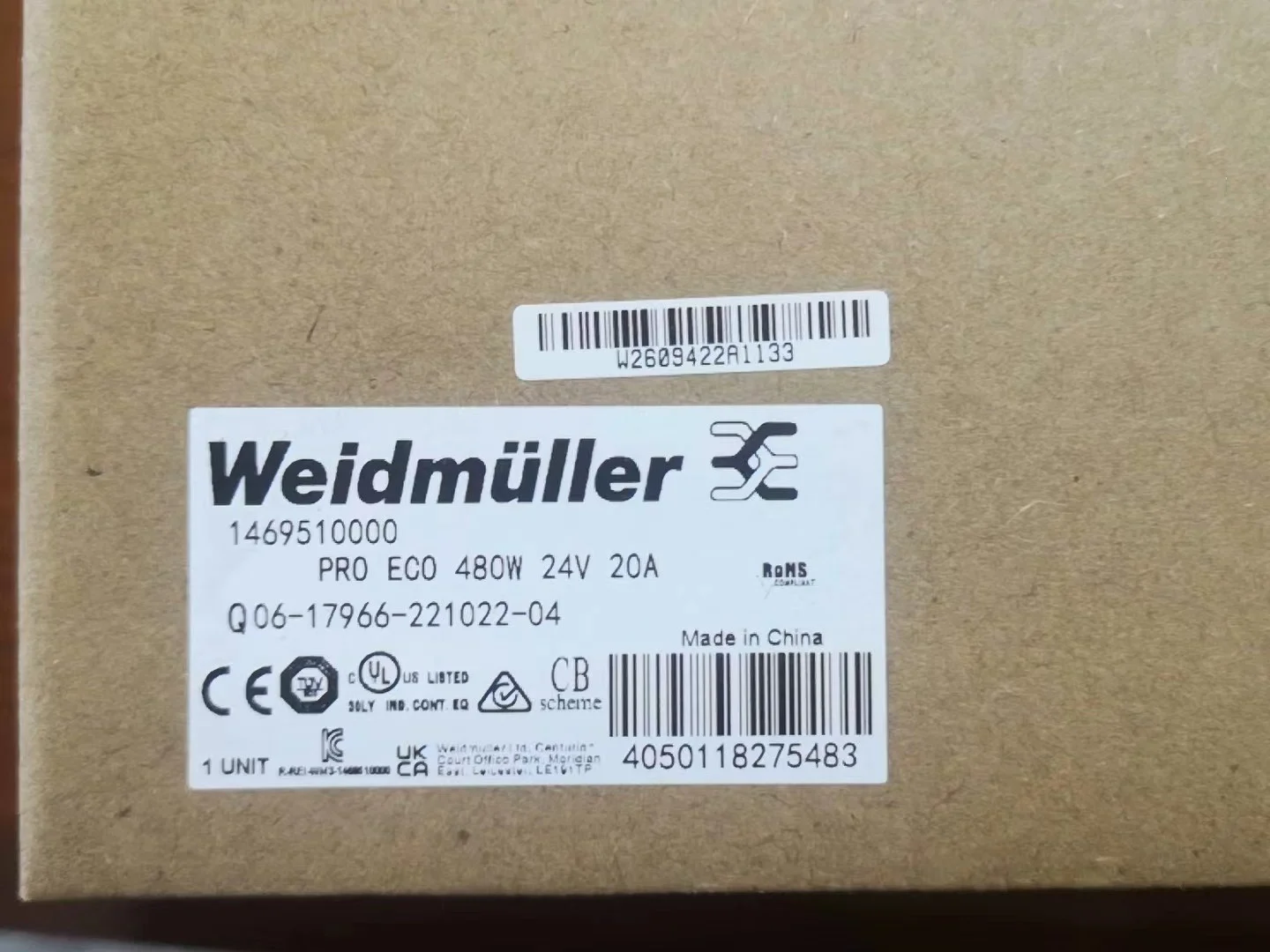 Promotie Weidmuller 1469510000 Schakelaar Voeding Pro Eco 480W 24V 20a In Voorraad