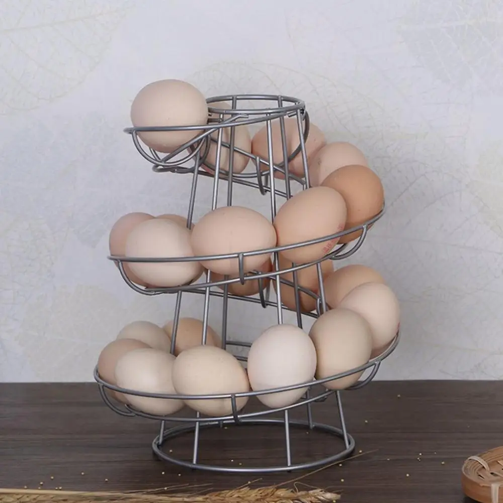 

1 pcs Spiral Shape Metal Wire Storage Rack Egg Safe Kitchen Supplies Egg Display Holder Egg Organizer Egg Distribution Rack