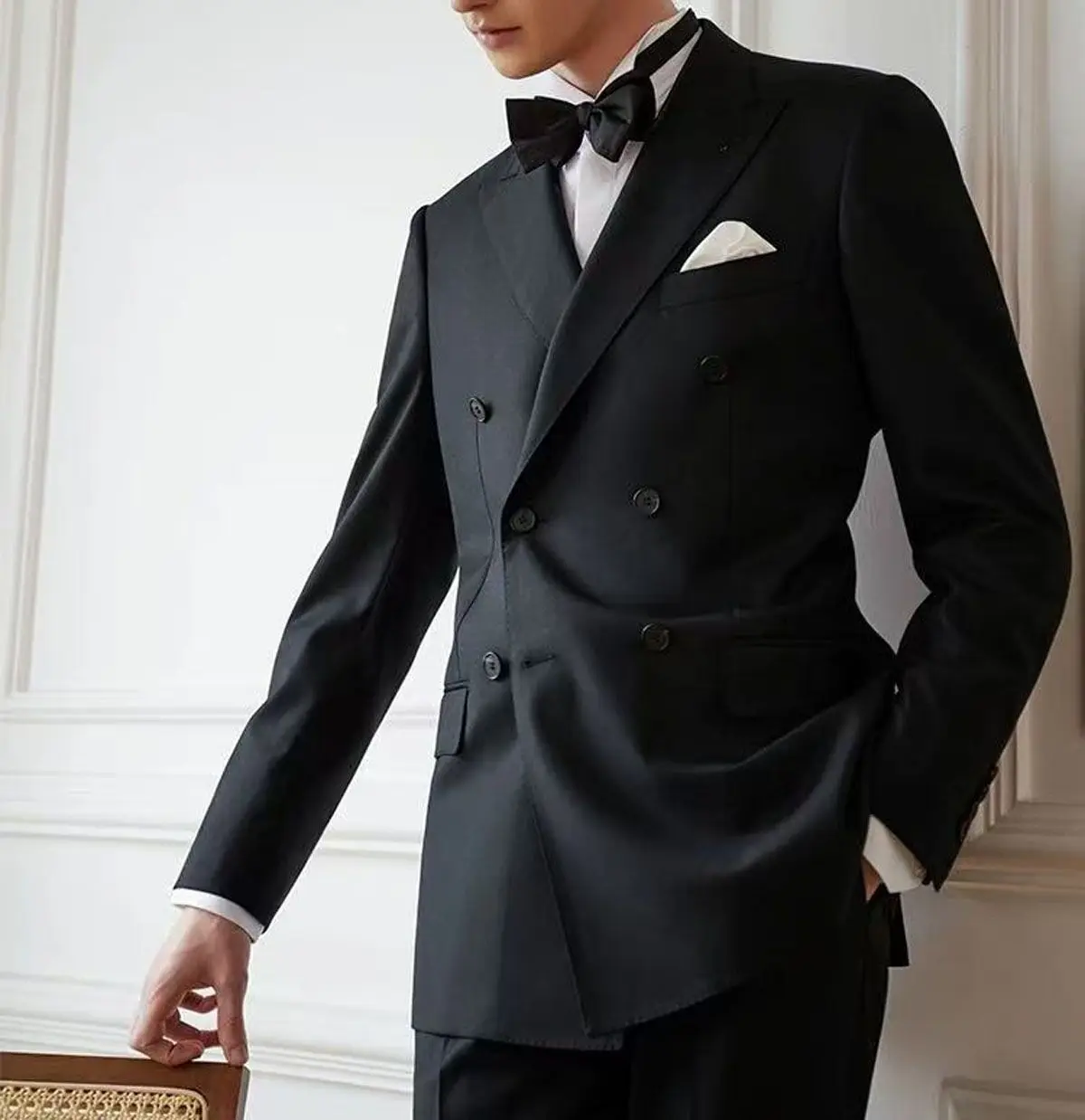 

2 Pieces High Quality Men's Suit Solid Color Formal Business Office Party Wedding Groom Tuxedo Double Breasted Jacket Pants