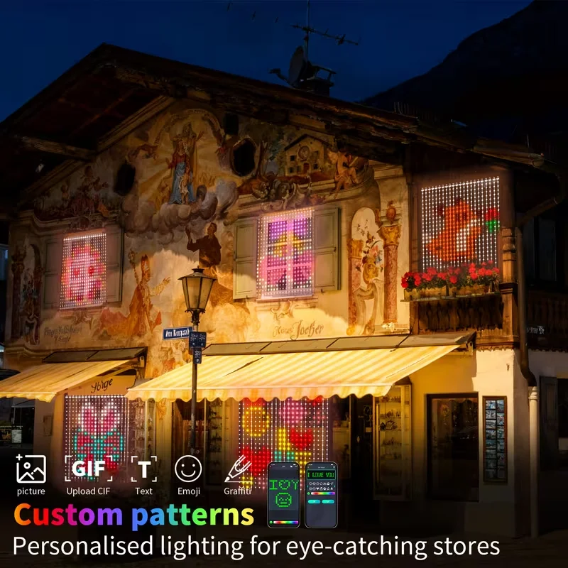 ستارة LED للديكور RGB أضواء ذكية تطبيق سلسلة أضواء خرافية يتم التحكم فيها بنفسك نمط ونص قابل للبرمجة مزامنة الموسيقى Reote