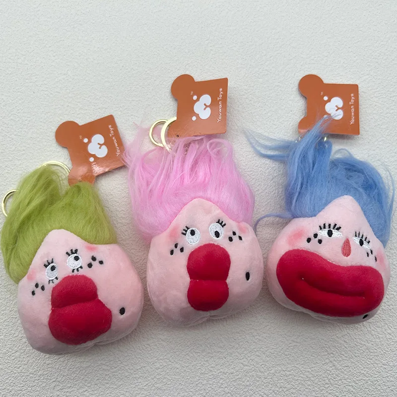 new cute Dopamine doll mole beauty keychain fried hair DIY hairstyle funny big mouse plush  toy bag pendant birthday gift