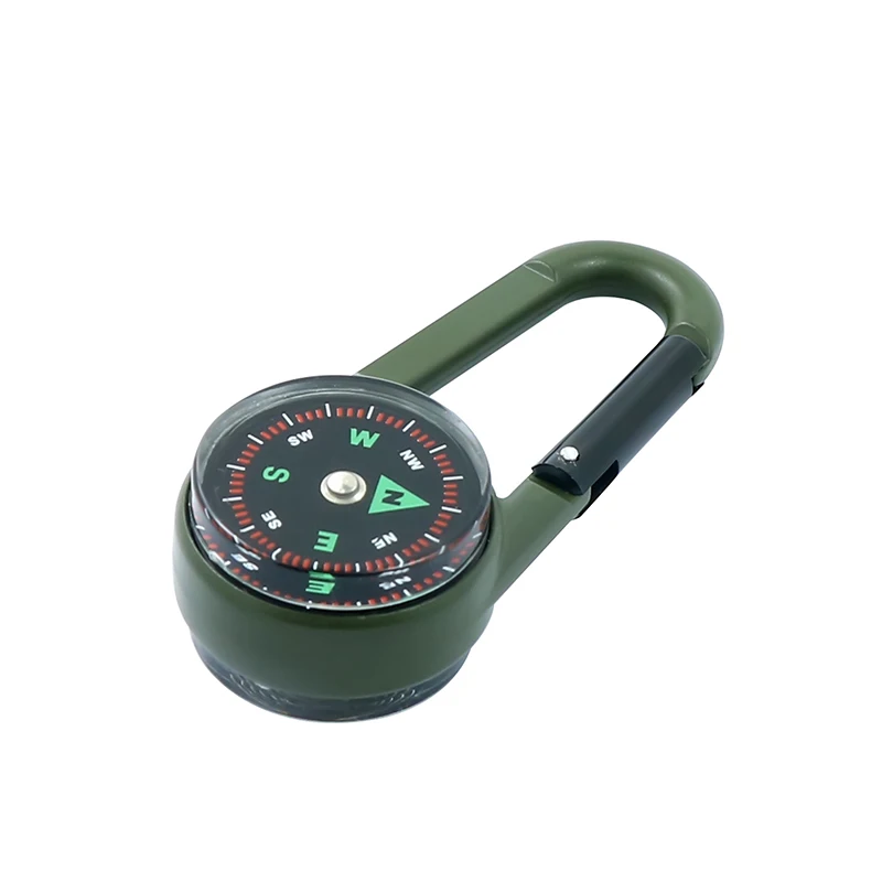 Double-sided mountaineering buckle compass with thermometer Zinc alloy material for outdoor use