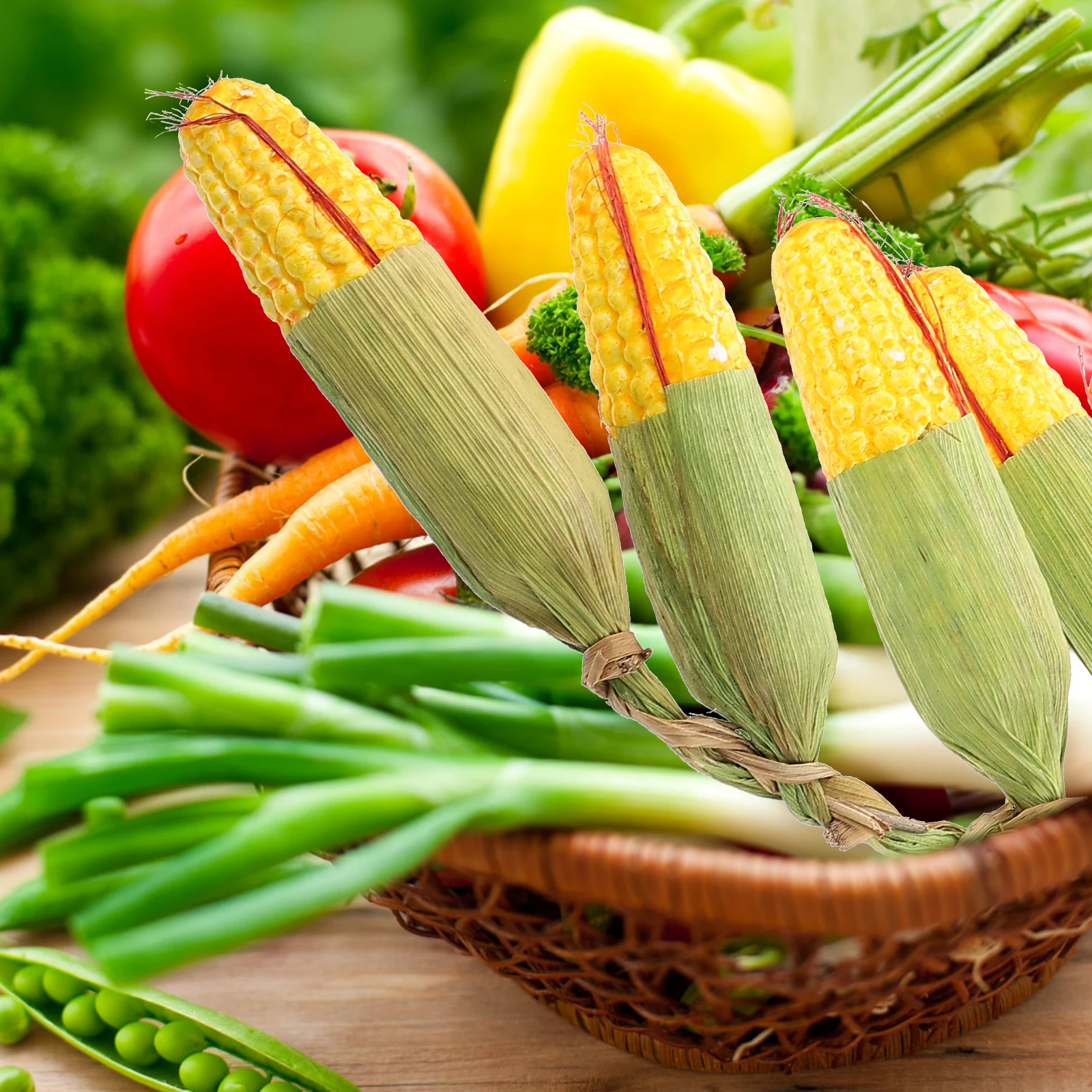 

2pcs Artificial Corn Hanging Strings Realistic Fake Vegetables Farm Wall Kitchen Restaurant Props Photography Home Decorations