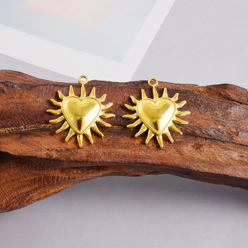 2Pcs 304 Stainless Steel Heart Charms Spiky Thorn Ins Style Pendants DIY Jewelry Making Accessories For Necklace Bracelet