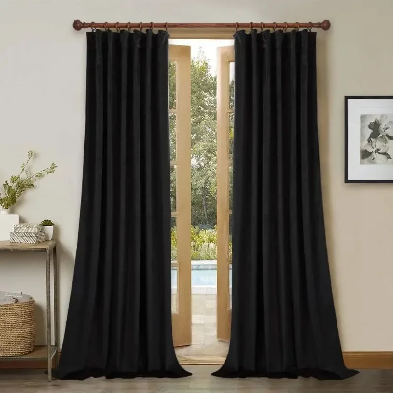 

Dutch Velvet Thickened Curtains for Living Dining Room Bedroom Full Blackout Flannel Solid Color Curtains Deecor Custom Size