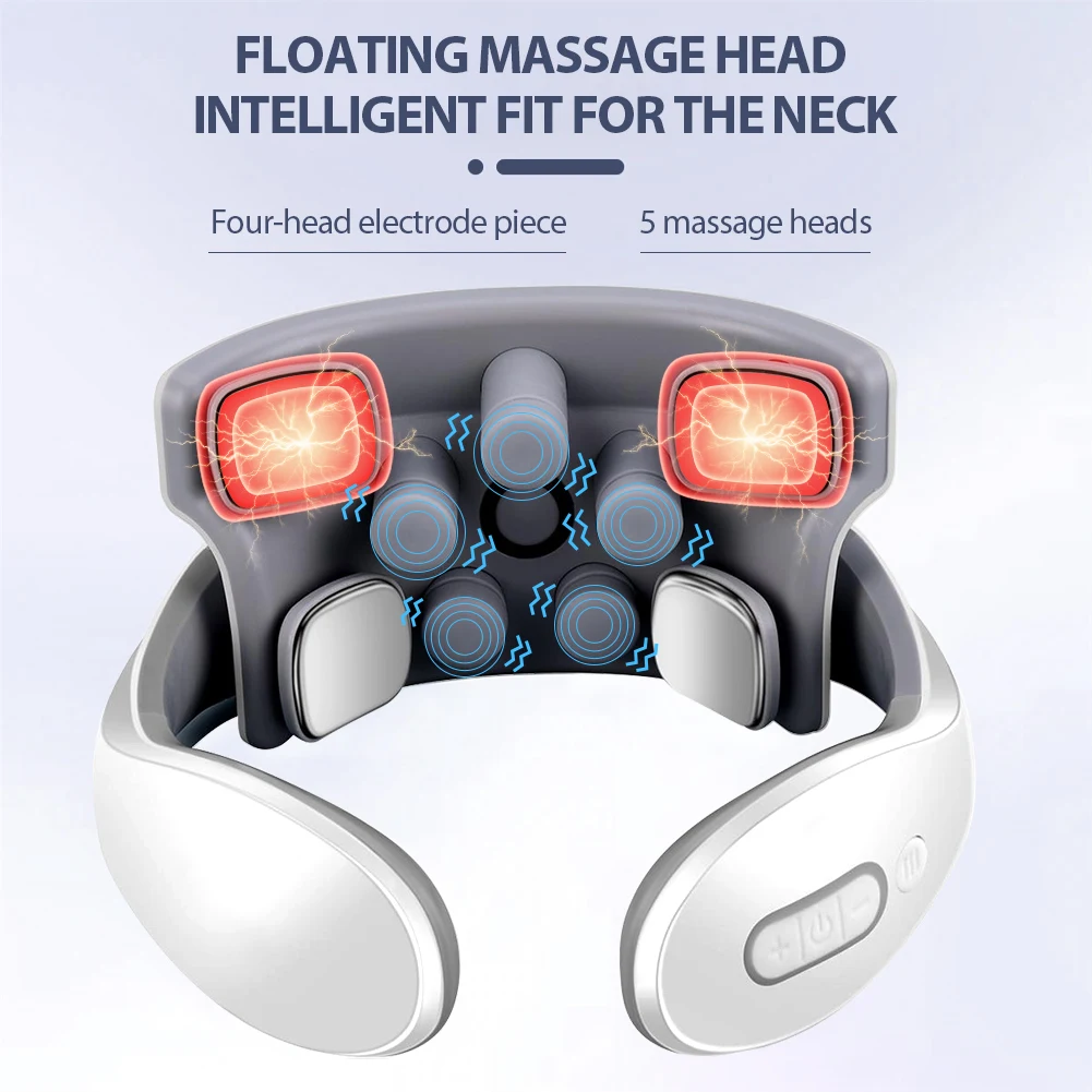 Electric Back Neck Nuscle Massager TENS Pulse Shoulder Neck Vibration Massage Devices Heating Relieve Pain Muscle Care