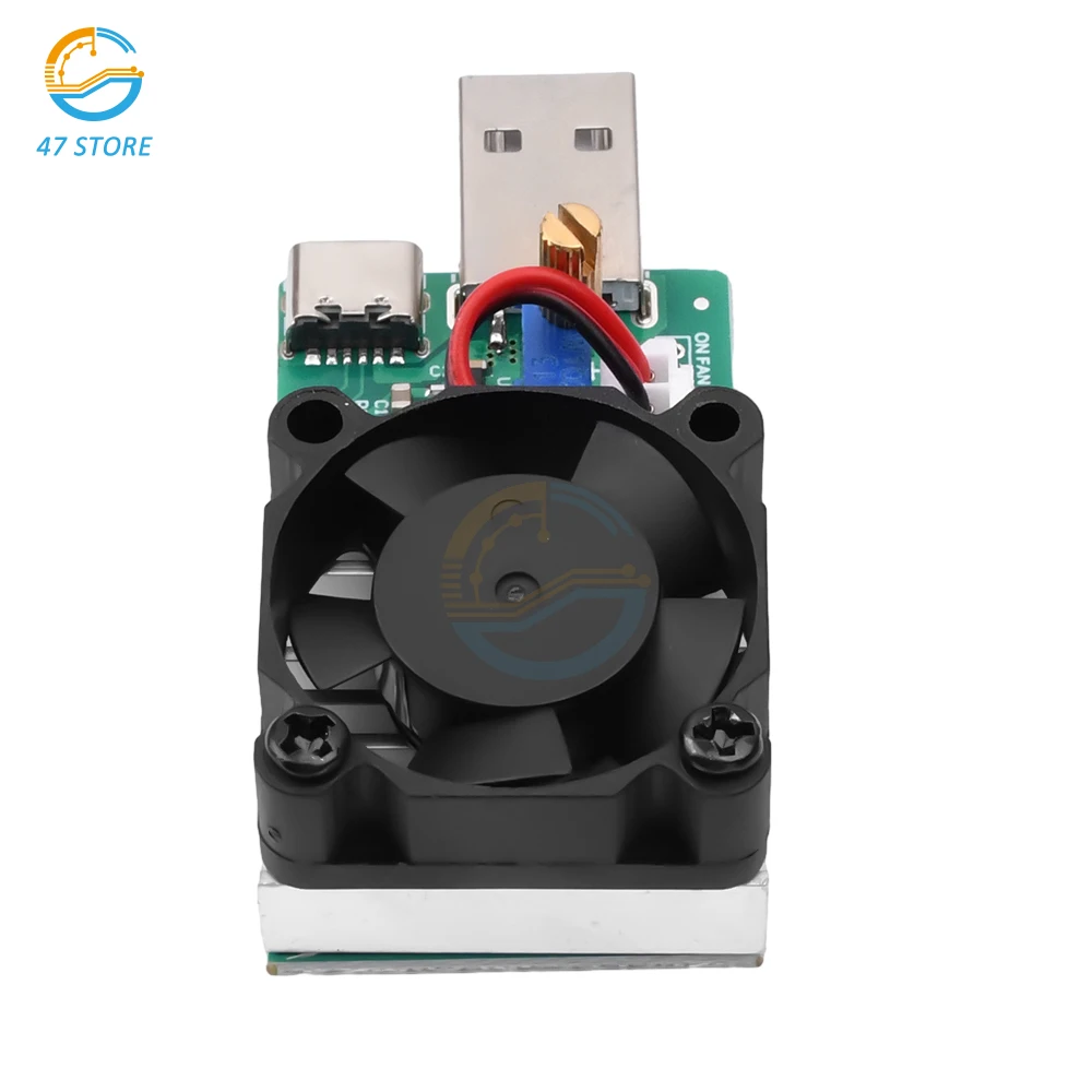 22W 18.5W Electronic Test Load Resistor USB Interface Battery Discharge Capacity Tester with Fan Adjustable Current Module